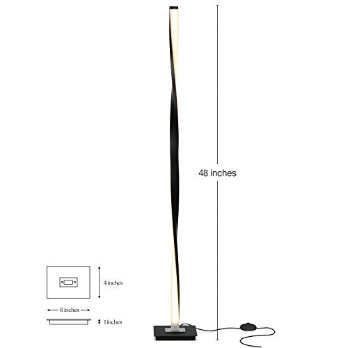 LED Bright Floor Lamp for Living Rooms & Bedrooms, 48" Tall Pole Lamp, Dimmable Standing Lamp - Platinum Silver