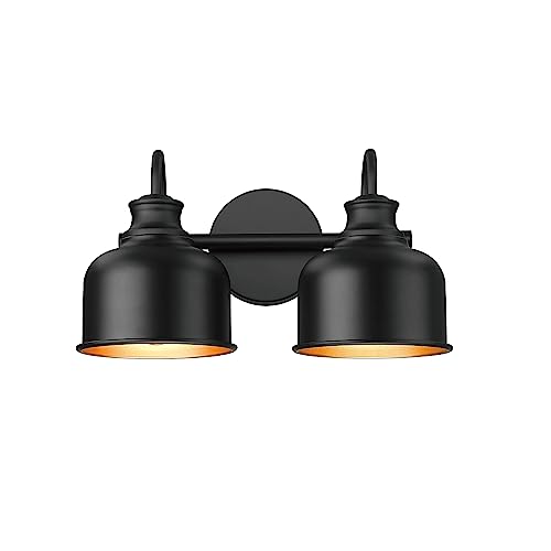 Bathroom 3-Light Vanity Fixture Farmhouse Wall Sconce Barn Lights with Matte Black Metal Shade Exterior Wall Lighting Fixture Industrial Wall Lights for Bedroom,Kitchen, Living Room,Hallway