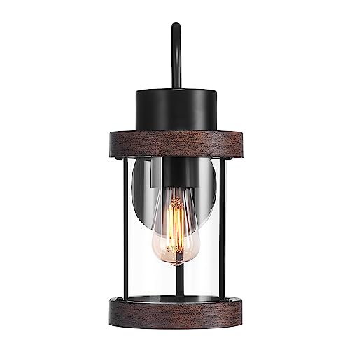 1-Light Outdoor Indoor Wall Sconce, Matte Black, Clear Glass Shade 16