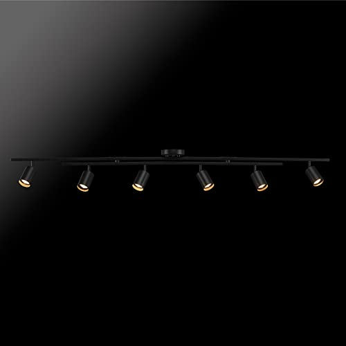 6-Light Track Lighting, Matte Black, Center Swivel Bars