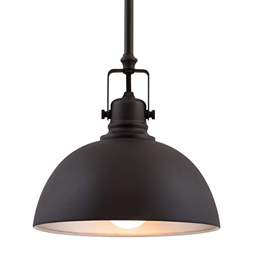 9" Contemporary Industrial Pendant Light, Adjustable Length + Shade Swivel Joint, Brushed Brass Finish