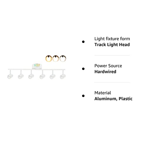 40W 6-Head LED Dimmable Track Light Kit,3000K/4000K/5000K Selectable 3000lm CRI90,Flexibly Rotatable Light Head for Accent Decorative Lighting,White