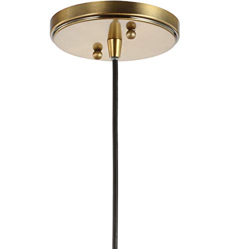 7.5" Adjustable Drop Globe Metal/Glass LED Pendant Contemporary Transitional Dimmable Dining Room Living Room Kitchen Foyer Bedroom Hallway, Brass Gold/Black