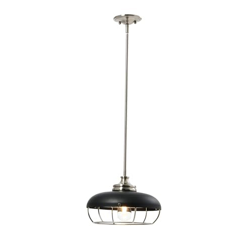 Caged Dome Metal Semi-Flush Mount Ceiling Light, Brushed Brass and Navy Blue