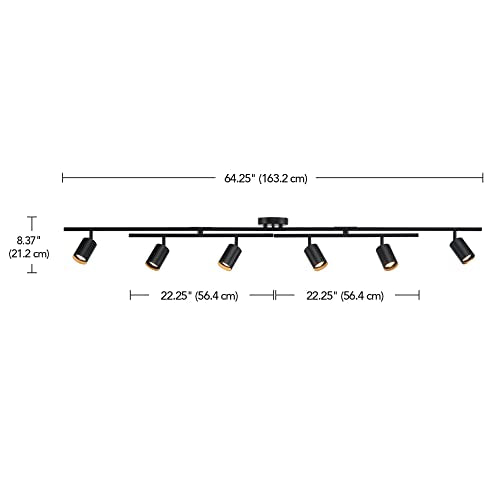 6-Light Track Lighting, Matte Black, Center Swivel Bars