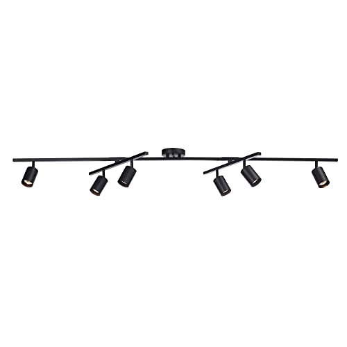 6-Light Track Lighting, Matte Black, Center Swivel Bars