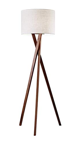 Floor Lamp, 63 in, 150 W Incandescent/equiv. CFL, Walnut Wood, 1