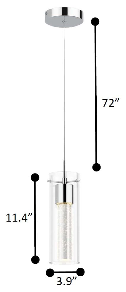 5-Light Chandelier Pendant Ceiling Light, Integrated Led and Bubble Glass, for Kitchen Island, Hallway, Entryway, Passway, Dining Room, Bedroom, Balcony Living Room