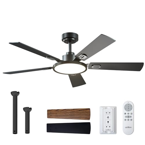 Ceiling Fans with Lights, 52 inch Black Ceiling Fan with Light and Remote Control, Reversible, 3CCT, Dimmable, Noiseless, Ceiling Fan for Bedroom, Farmhouse, Living Room, Indoor/Outdoor Use