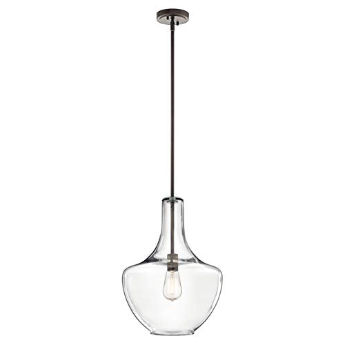 19.75" Kitchen Bell Pendant in Olde Bronze®, 1-Light Clear Glass Pendant Light, (19.75" H x 13.75" W), 42046OZ