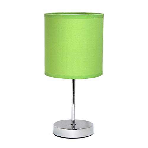 Chrome Mini Basic Table Lamp with Fabric Shade, White