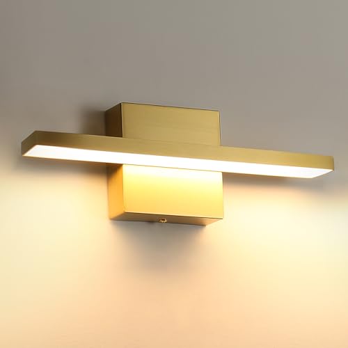 Gold Bathroom Light Fixtures Over Mirror, 20 Inch Brushed Brass Bathroom Vanity Light, LED Modern Wall Sconce 3000K Bar Vanity Lights for Bathroom Mirror Cabinets Bedroom