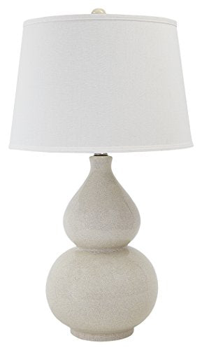 31" Ceramic Table Lamp with Double Gourd Base, Cream