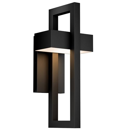 Outdoor Wall Lights Modern Exterior Lighting Fixtures, 3000K LED Integrated Outdoor Wall Sconce for Porch 2 Packs, Matte Black Outside Wall Mount Lights for Front Door House Garage Indoor