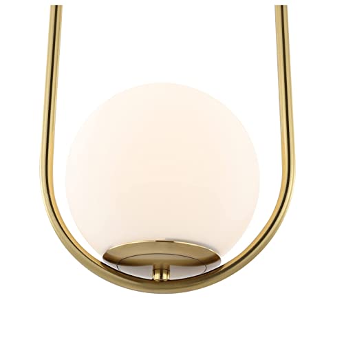 Modern Gold Globe Pendant Light Mid Century Chandelier 1-Light Brushed Brass Ceiling Hanging Lighting Fixture with White Globe Glass Lampshade for Kitchen Island Dining Room Bedroom (2 Pack)