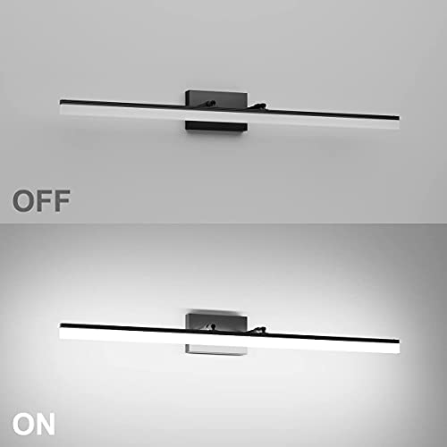 31.5 inch Modern Black Vanity Light Adjustable Bathroom Light Fixtures Over Mirror Rotatable Vanity Lighting 5500K