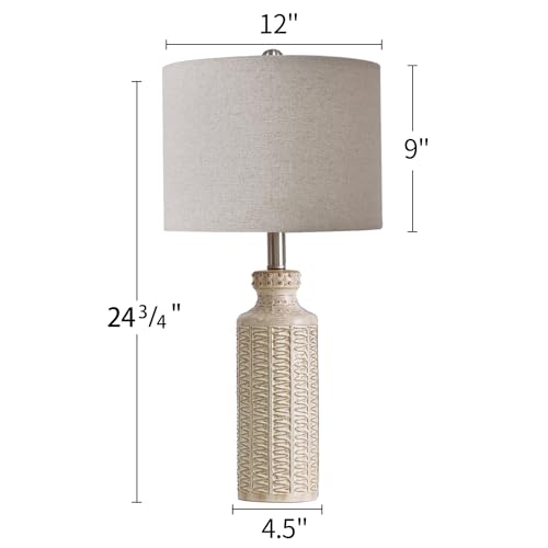 24.75'' Farmhouse Light-Green Ceramic Single Table Lamp for Bedroom Living Room Vintage Traditional Rustic Modern Nightstand Bedside Lamps