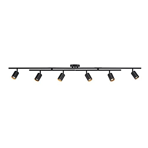 6-Light Track Lighting, Matte Black, Center Swivel Bars