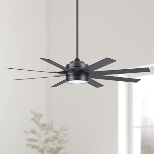 Ceiling Fans Xerxes, 62 Inch Contemporary LED Ceiling Fan with Light and Remote Control, 8 Blades with Dual Finish, Reversible Motor - 51628-01 (Brushed Nickel)