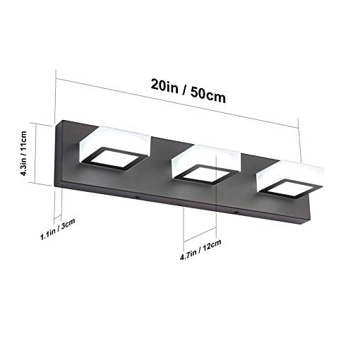 LED Modern Black Bathroom Vanity Lights 3 Lights Acrylic Modern Black Bathroom Wall Lighting Fixtures