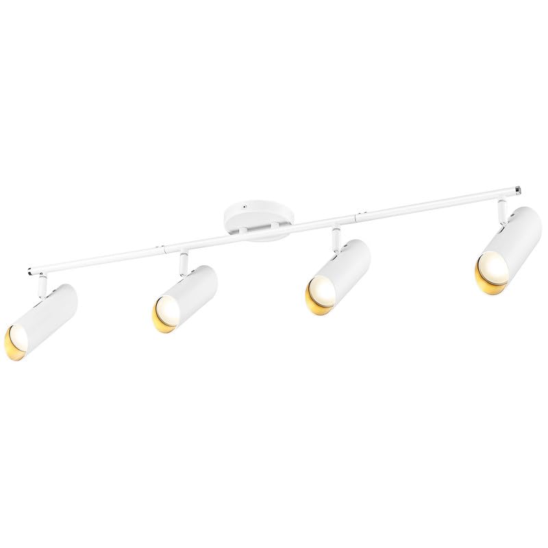 44" Adjustable LED Track Light - 4000K Gold Ceiling Track Lighting Fixture, 350° Rotatable | Modern Kitchen Track Lights | Versatile LED Track Lighting Kit, 4FS78TL-5 BG