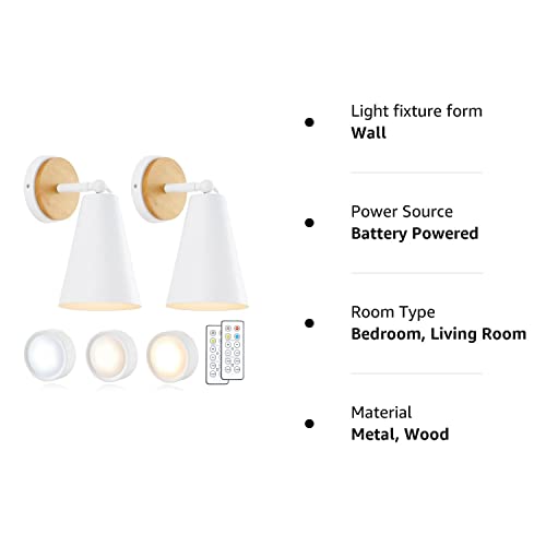 Wood Battery Operated Wall Sconce, IR Remote Control Battery Operated Sconces, Matte Black Battery Operated Wall Sconce, Wall Lights Battery Operated for Bedrooms, Living Room