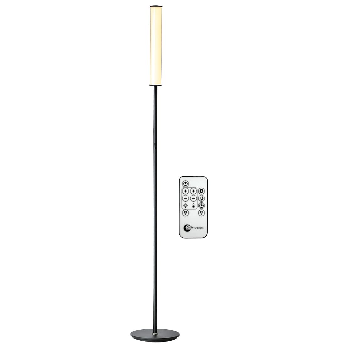 LED Cylinder Floor Lamp with Remote Control, Full Range Dimming, Adjustable Color Temperature 3000K-6000K, Minimalist Standing Lamps for Living Room, Bedrooms and Office, Antique Brass