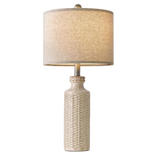 24.75'' Farmhouse Light-Green Ceramic Single Table Lamp for Bedroom Living Room Vintage Traditional Rustic Modern Nightstand Bedside Lamps