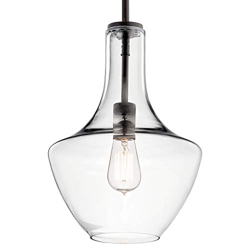 19.75" Kitchen Bell Pendant in Olde Bronze®, 1-Light Clear Glass Pendant Light, (19.75" H x 13.75" W), 42046OZ