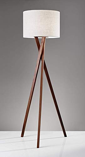 Floor Lamp, 63 in, 150 W Incandescent/equiv. CFL, Walnut Wood, 1