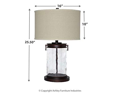 Modern 25.25" Glass Table Lamp with Hardback Shade, Clear