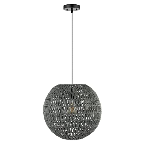 15.7" Woven Rattan Orb LED Pendant Minimalist Modern Contemporary Transitional Bohemian Modern Dimmable Adjustable Dining Room Living Room Kitchen Foyer Bedroom Hallway, White