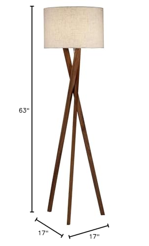 Floor Lamp, 63 in, 150 W Incandescent/equiv. CFL, Walnut Wood, 1