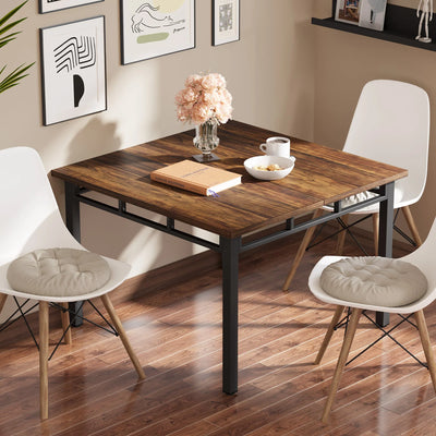 Oliver 39 Inch Square Industrial Dining Table | Wooden Dinner Table for 4 People