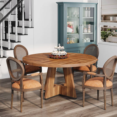 Couttet Round Dining Table for 4 | 47" Wood Kitchen Table Farmhouse Dinner Table