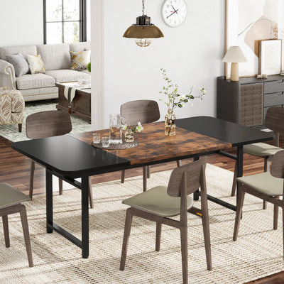 Whitehart 70.8" Dining Table, Industrial Rectangle Kitchen Table for 6-8 People