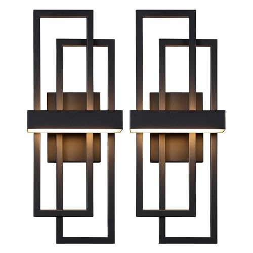 Black LED Wall Sconce, 20" Modern Exterior Light Fixture Outdoor Wall Light, 1000LM Dual Rectangle Wall Sconces Indoor Wall Mount Light Wall Lamps for Bedroom