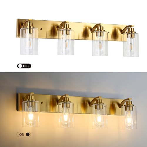 2-Light Bathroom Light Fixtures Modern Chrome Vanity Lights for Bathroom Lighting fixtures Over Mirror with Clear Glass Shade for Cabinet Mirror Bedroom Hallway