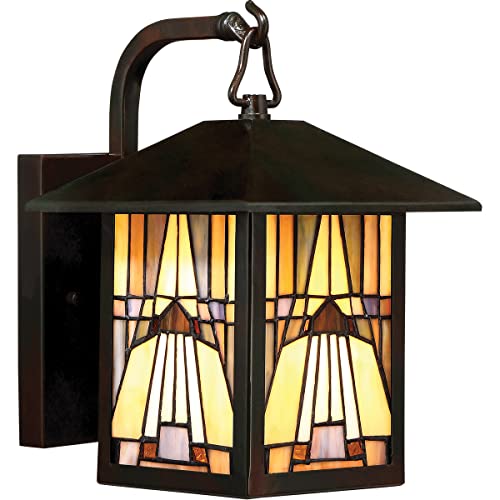 Classic Geometric Handcrafted Mission Outdoor Wall Sconce, 1-Light 100 Watt, 11" H x 7" W, Valiant Bronze