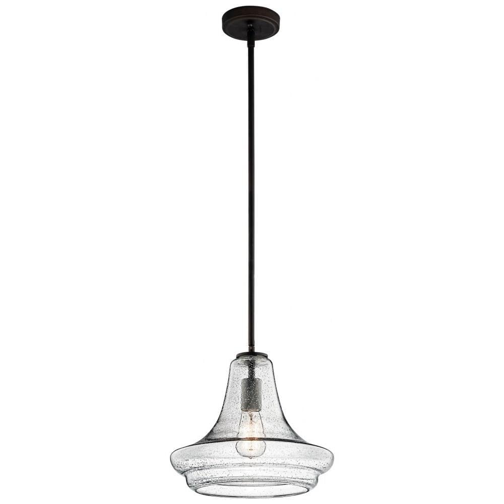 19.75" Kitchen Bell Pendant in Olde Bronze®, 1-Light Clear Glass Pendant Light, (19.75" H x 13.75" W), 42046OZ