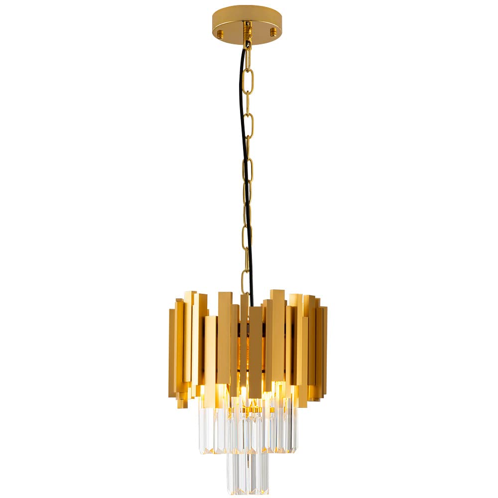 Modern Crystal Gold Pendant Light Fixtures for Kitchen Island Luxury Gold Chandelier Perfect for Dining Room, Bedroom, Kitchen, Living Room