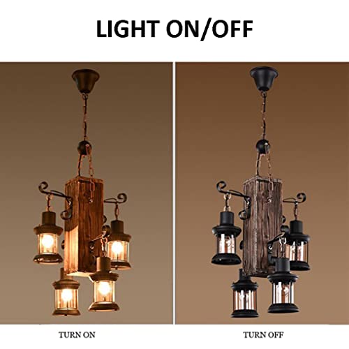 Rustic Chandelier Farmhouse Rustic Light Fixtures for Dining Room Kitchen Island, Industrial Wooden Hanging Lights Ceiling Light Fixture for Game Room Bar Coffee Pool Table (8-Light)