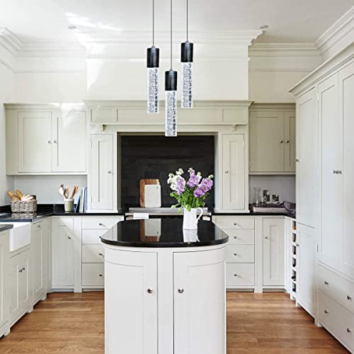 3 Lights Independent Kitchen Island Dining Room Light Pendant Light Fixtures Bubble Crystal Chandeliers Modern Kitchen Island Lighting Chandeliers Fixtures LED Lampara, 6000K LED Bulbs Included