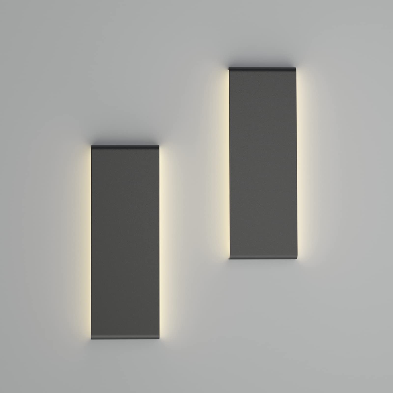 15.7in LED Modern Matte Black Wall Sconce 2-Pack Aluminum Indoor LED Up and Down Modern Bathroom Wall Lighting Fixtures 14W Warm White Light 3000K