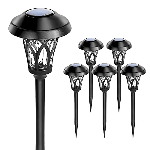 Solar Lights Outdoor 6 Pack, Brown Solar Landscape Lights Warm White, Super Bright High Lumen Waterproof Metal Automatic Solar Lights for Yard, Pathway, Garden, Walkway