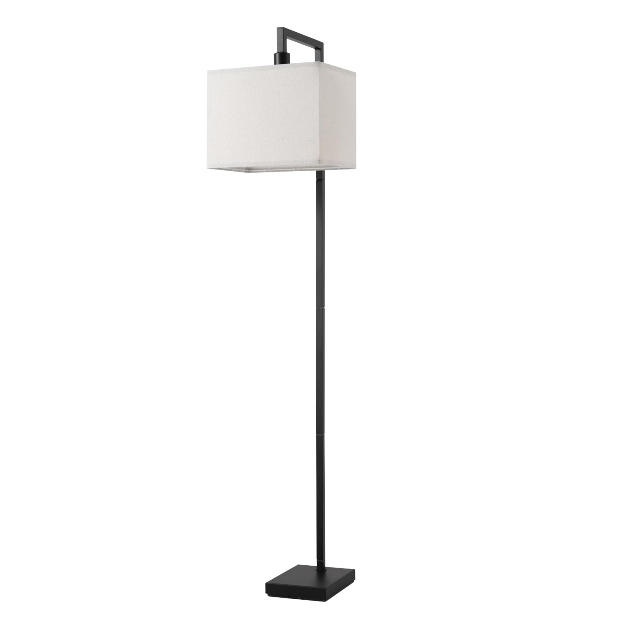 Globe Electric Novogratz x 61000043 Novogratz x Globe 62" Floor Lamp, Faux Wood Finish, White Pleated Fabric Shade, Pivot Joint on Shade, in -Line On/Off Foot Switch, Black Cord, Reading Lamp