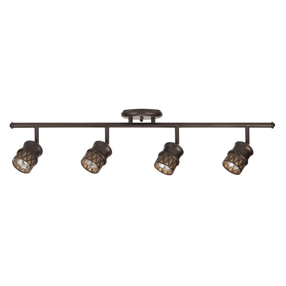 4-Light Track Lighting, Bronze, Oil Rubbed Finish, Champagne Glass Track Heads, Bulbs Included, 465 Lumen