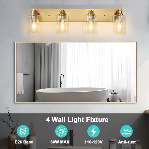 2-Light Bathroom Light Fixtures Modern Chrome Vanity Lights for Bathroom Lighting fixtures Over Mirror with Clear Glass Shade for Cabinet Mirror Bedroom Hallway