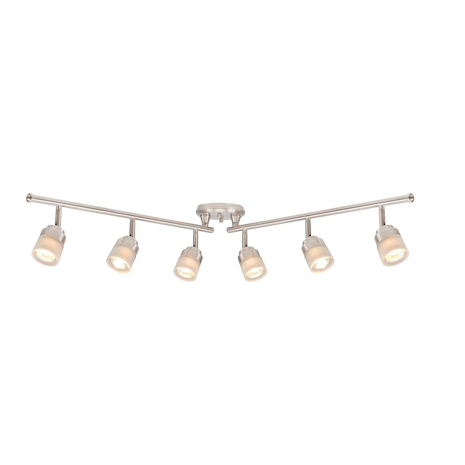 6-Light Foldable LED Integrated Track Lighting, Matte Black, Center Swivel Bars, 2400 Lumen