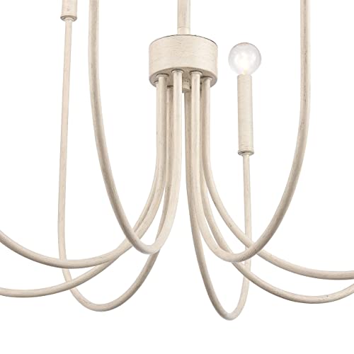 8-Light Chandelier - in Antique White Finish, 28-Inch Wide, Transitional Style